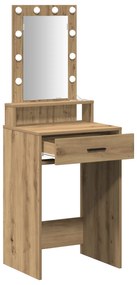 vidaXL Τραπέζι με LED Φώτα Δρυς Artisan 50x41x140 εκ.