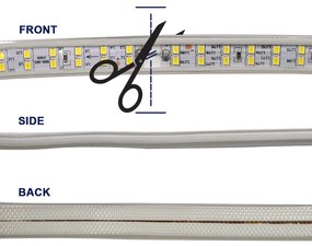 GloboStar® 70511 Wide Ταινία Διπλής Σειράς Epistar LED SMD 2835 1m 24W/m 180LED/m 3288lm/m 120° DC 230V Αδιάβροχη IP68 Φυσικό Λευκό 4500K Dimmable