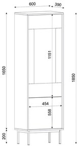 Βιτρίνα Trodel Fylliana Γκρί - Γκρί Δρύς 60*40*185 εκ.