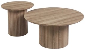 WOODWELL Ε7694,S2DIAZ Set-2 Τραπεζάκια Σαλονιού-Καθιστικού, ΜDF Απόχρωση Sonoma Φ.50 H.45cm + Φ.80 H.40cm Ε7694,S2