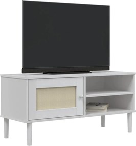 vidaXL Έπιπλο Τηλεόρασης SENJA Λευκό / Ρατάν 106x40x49 εκ. Μασίφ Πεύκο