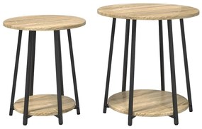 vidaXL Σετ βοηθητικά τραπεζάκια 2 pcs Βελανιδιά Σονομά και Μαύρο