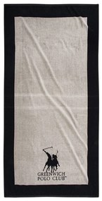 Πετσέτα Θαλάσσης 3858 Ecru-Black Greenwich Polo Club Beach 90x180cm 100% Βαμβάκι