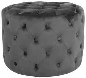 ΣΚΑΜΠΟ KASSIE ΓΚΡΙ ΒΕΛΟΥΔΟ ΤΥΠΟΥ CHESTERFIELD HM8406.01 Φ60x43Υ εκ.