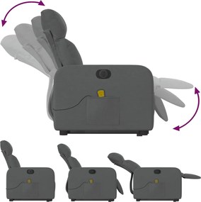 vidaXL Πολυθρόνα Μασάζ Ηλεκ. Ανακλινόμενη Ανύψωση Σκ. Γκρι Υφασμάτινη