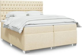 vidaXL Κρεβάτι Boxspring με Στρώμα Κρεμ 200x200 εκ. Υφασμάτινο