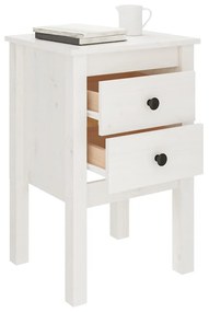 vidaXL Κομοδίνο Λευκό 40 x 35 x 61,5 εκ. από Μασίφ Ξύλο Πεύκου