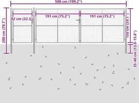 vidaXL Πόρτα Κήπου Ασημί 500x150 εκ. από Ατσάλι