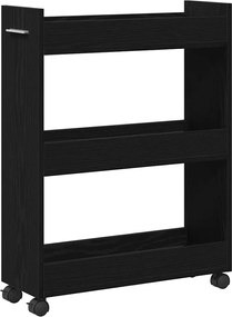 vidaXL Ντουλαπιού με τροχούς Μαύρη Οξυά 60 x 22 x 79 εκ