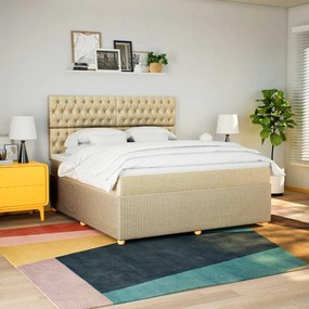 vidaXL Κρεβάτι Boxspring με Στρώμα Κρεμ 180x200 εκ. Υφασμάτινο
