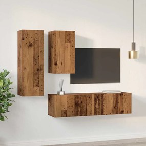 vidaXL Σετ επίπλου τηλεόρασης 4 pcs Παλαιό ξύλο 30.5 x 30 x 90 cm