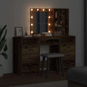 vidaXL Τραπέζι περιποίησης με συρτάρι 3 pcs Καφέ Επεξεργασμένο ξύλο