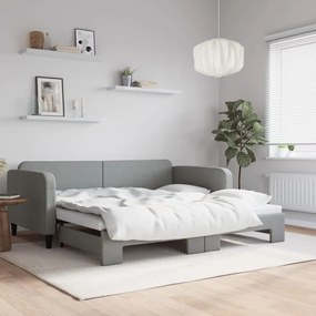 Καναπές Κρεβάτι Συρόμενος Αν. Γκρι 100 x 200 εκ. Ύφασμα - Γκρι