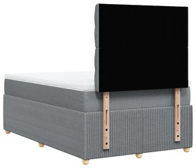 Κρεβάτι Boxspring με Στρώμα Ανοιχτό Γκρι 120x190 εκ. Υφασμάτινο - Γκρι