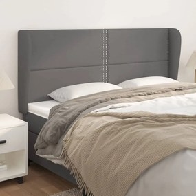 Κεφαλάρι με Πτερύγια Γκρι 203x23x118/128 εκ. Συνθετικό Δέρμα 3117928