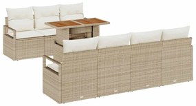vidaXL Σετ Καναπέ Κήπου με αποθήκευση 8 pcs Μπεζ Πολυ ράταν