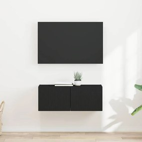 vidaXL Ντουλάπι Τηλεόρασης Τοίχου 2 pcs Μαύρο Επεξεργασμένο Ξύλο