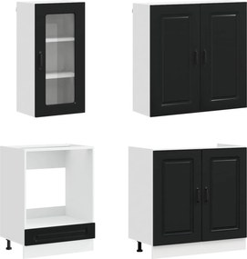 vidaXL Μονάδα κουζίνας KALMAR 8 pcs Μαύρο Επεξεργασμένο Ξύλο