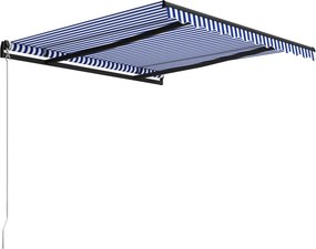 vidaXL Τέντα Συρόμενη Χειροκίνητη Μπλε / Λευκό 300 x 250 εκ.