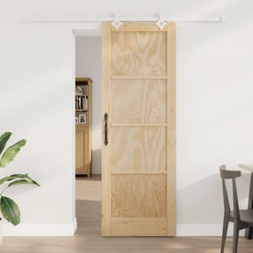 vidaXL Συρόμενη Πόρτα  με Σετ Υλικών 73.5x211 εκ. Μασίφ Ξύλο Πεύκου
