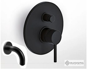 Eurorama TONDA Μίκτης εντοιχισμού 2 εξόδων με εκτροπέα &amp; Στόμιο επίτοιχο 10εκ Φ24mm Black Matt