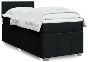 vidaXL Κρεβάτι Boxspring με Στρώμα Μαύρο 90x190 εκ.Υφασμάτινο