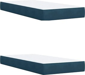 vidaXL Κρεβάτι Boxspring με Στρώμα Μπλε 200x200 εκ. Βελούδινο