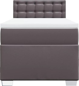 vidaXL Κρεβάτι Boxspring με Στρώμα Γκρι 100x200εκ. από Συνθετικό Δέρμα