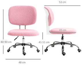 Vinsetto Καρέκλα Γραφείου Υπολογιστή Περιστρεφόμενη, Ρυθμιζόμενο Ύψος, 48 cm x 53 cm x 80-90 cm, Ροζ