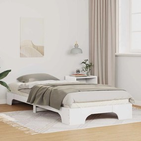vidaXL Κρεβάτι δαπέδου Λευκό 100 x 220 cm Μασίφ ξύλο πεύκου