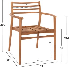 ΠΟΛΥΘΡΟΝΑ MOOSEN HM9936 ΜΑΣΙΦ ΞΥΛΟ TEAK ΣΕ ΦΥΣΙΚΟ 59x60x78,5Υ