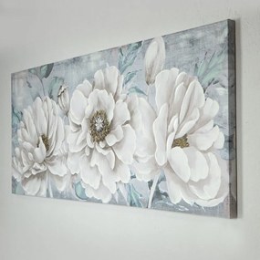 Πίνακας Σε Καμβά Λουλούδια 755-12021 55x135x3cm White-Blue Estheti Home Οριζόντιοι Ξύλο, Καμβάς