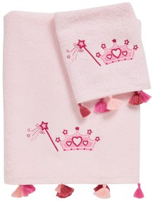 Σετ Πετσέτες 2τμχ Βαμβακερές Με Κέντημα Smile 4963 Pink Das Baby