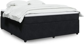 vidaXL Κρεβάτι Boxspring με Στρώμα Μαύρο 180x200 εκ. Βελούδινο