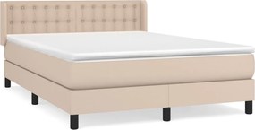 vidaXL Κρεβάτι Boxspring με Στρώμα Καπουτσίνο 140x190εκ.από Συνθ.Δέρμα