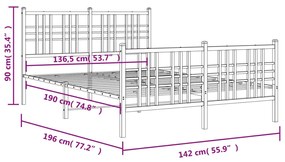 ΠΛΑΙΣΙΟ ΚΡΕΒΑΤΙΟΥ ΜΕ ΚΕΦΑΛΑΡΙ&amp;ΠΟΔΑΡΙΚΟ ΜΑΥΡΟ 137X190ΕΚ. ΜΕΤΑΛΛΟ 376341
