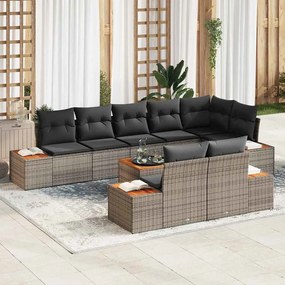 vidaXL Σετ Καναπέ Κήπου με μαξιλάρι 9 pcs Γκρι Πολυ ράταν