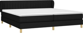 vidaXL Κρεβάτι Boxspring με Στρώμα Μαύρο 200x200 εκ. Υφασμάτινο