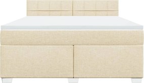 vidaXL Κρεβάτι Boxspring με Στρώμα Κρεμ 180x200 εκ. Υφασμάτινο