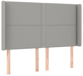 vidaXL Κρεβάτι Boxspring με Στρώμα &amp; LED Αν.Γκρι 140x190εκ. Υφασμάτινο