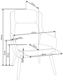 PURIO leisure chair, color: light grey / dark grey DIOMMI V-CH-PURIO-FOT-POPIEL