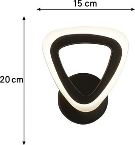 Stewehome Μοντέρνο Απλίκα Μαύρο με LED 3 Χρωμάτων Σετ 2 Τεμάχια 15x20 cm