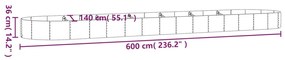 vidaXL Ζαρντινιέρα Ασημί 600x140x36 εκ. Ατσάλι με Ηλεκτρ. Βαφή Πούδρας