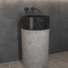 Νιπτήρας Επιδαπέδιος Πέτρινος Bora BORA-NR Φ40x90cm Black-Grey Karag Πέτρα