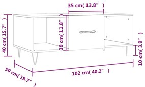 Τραπεζάκι Σαλονιού Καπνιστή Δρυς102x50x40εκ.Επεξεργασμ.Ξύλο - Καφέ