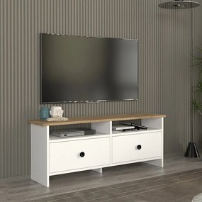 Megapap Έπιπλο Τηλεόρασης Gradias Λευκό - Sapphire Oak 120x29,6x46,8εκ.