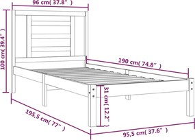 vidaXL Σκελετός Κρεβ. Χωρίς Στρώμα Λευκό 90x190 εκ Μασίφ Πεύκο