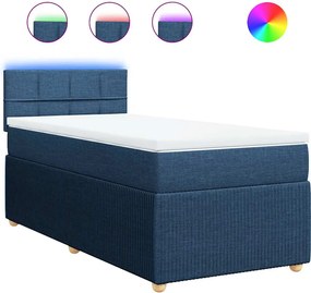 vidaXL Κρεβάτι Boxspring με Στρώμα Μπλε 90x190 εκ.Υφασμάτινο