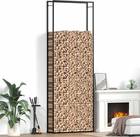 vidaXL Ραφιέρα Καυσόξυλων Ματ Μαύρο 110x28x312 εκ. Ατσάλι