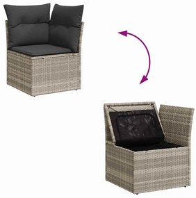 vidaXL Σετ Καναπέ Κήπου με μαξιλάρι 8 pcs Ανοιχτό γκρι Πολυ ράταν